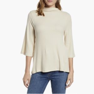 Bobeau Cozy Ribbed Mock Neck Tee